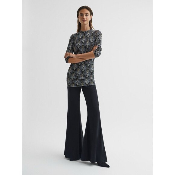 New Reiss Size Large Annie Metallic Jacquard Tunic Mini Dress Bodycon - Picture 6 of 16